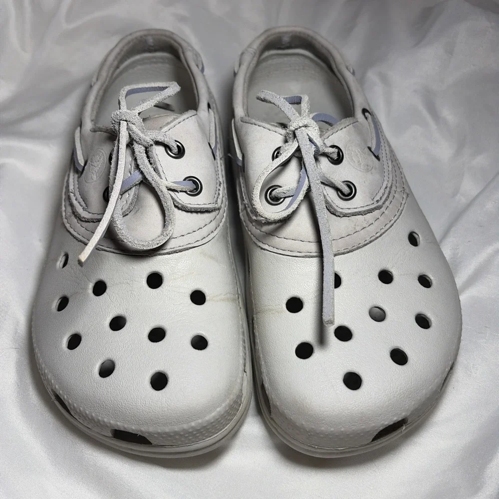 Crocs Pit Crew Islander Deck Boat Shoes , Gray Mens 5 Womens 7